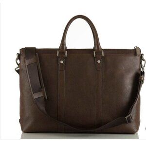 Brahmin Beckett cocoa brown Manchester genuine leather men laptop bag brown